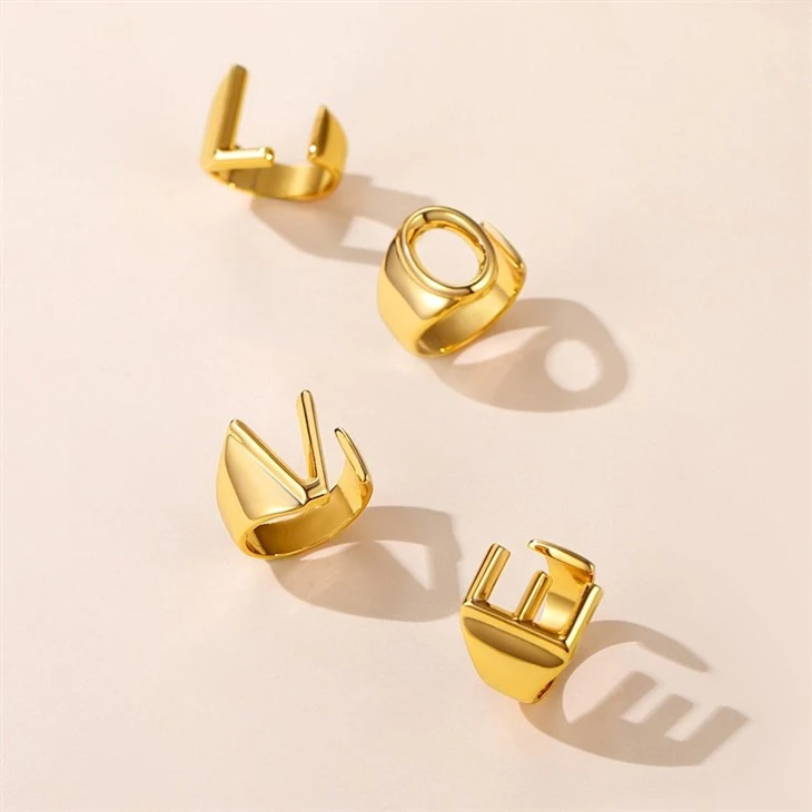 Gold 18K PVD Alphabet Open-Style Letter Ring factory Gold 18K PVD Alphabet Open-Style Letter Ring factory