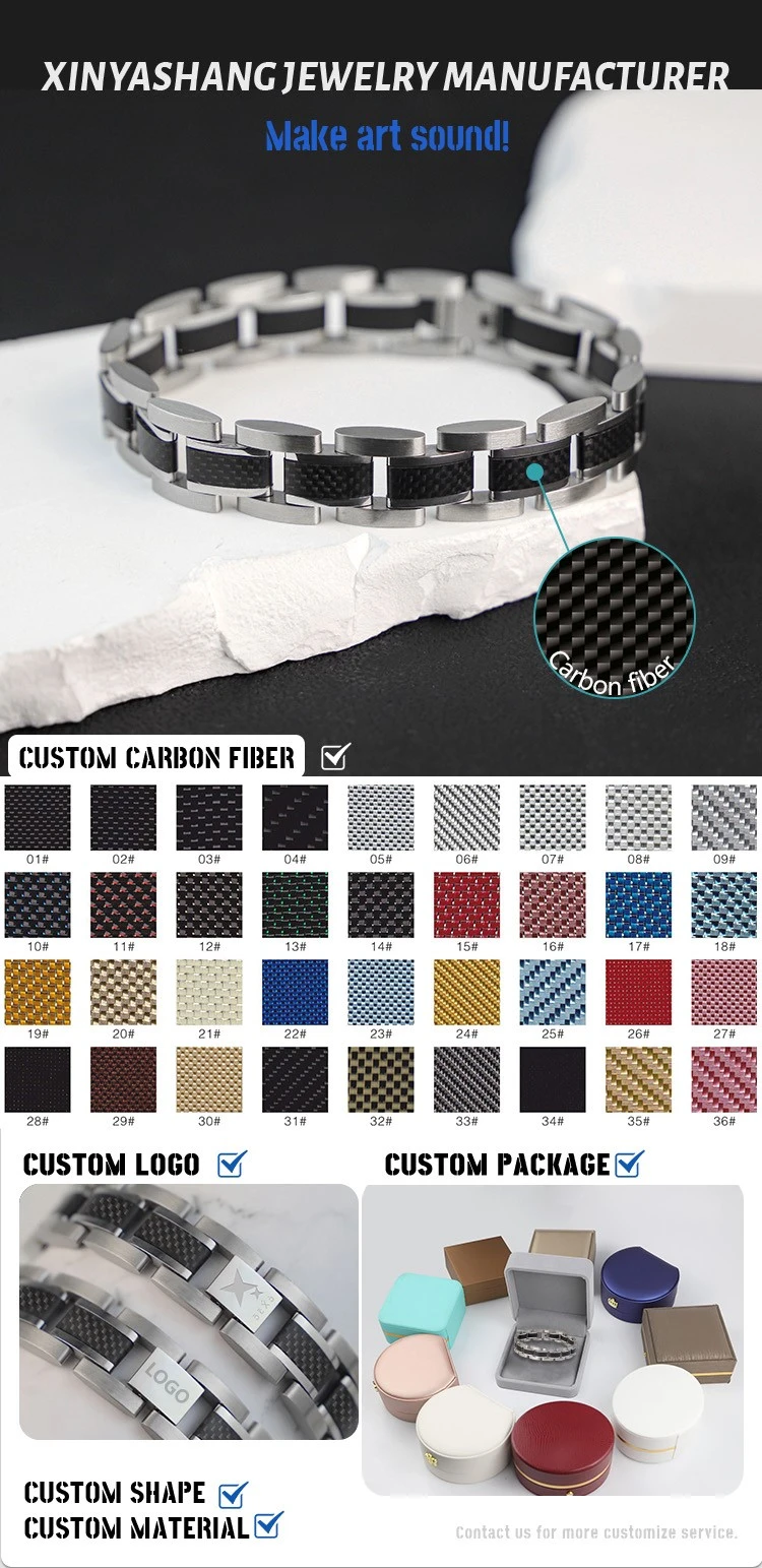 Carbon Fiber Link Bracelet – Stainless Steel Modern Chain custom choice Carbon Fiber Link Bracelet – Stainless Steel Modern Chain custom choice